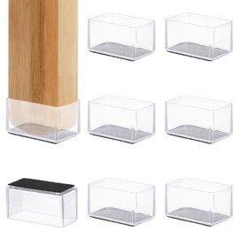 PATIKIL Chair Leg Floor Protector for Hardwood Floors Rectangle PVC Felt Fits 2.4" x 1.2" Furniture Leg Cap Furniture Feet Carpet Small Slider Transparent