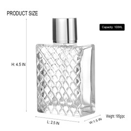 YWG Stone 100ml 3.4 oz Refillable Spray Perfume Bottles large cosmetic Fine Mist Atomizer Empty Portabe Clear Glass Essential Oil Container for Travel