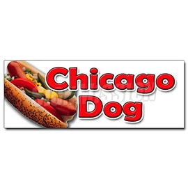 24" Chicago Dog Decal Sticker All Beef Chicago red Poppy seen bun Tomato Dill