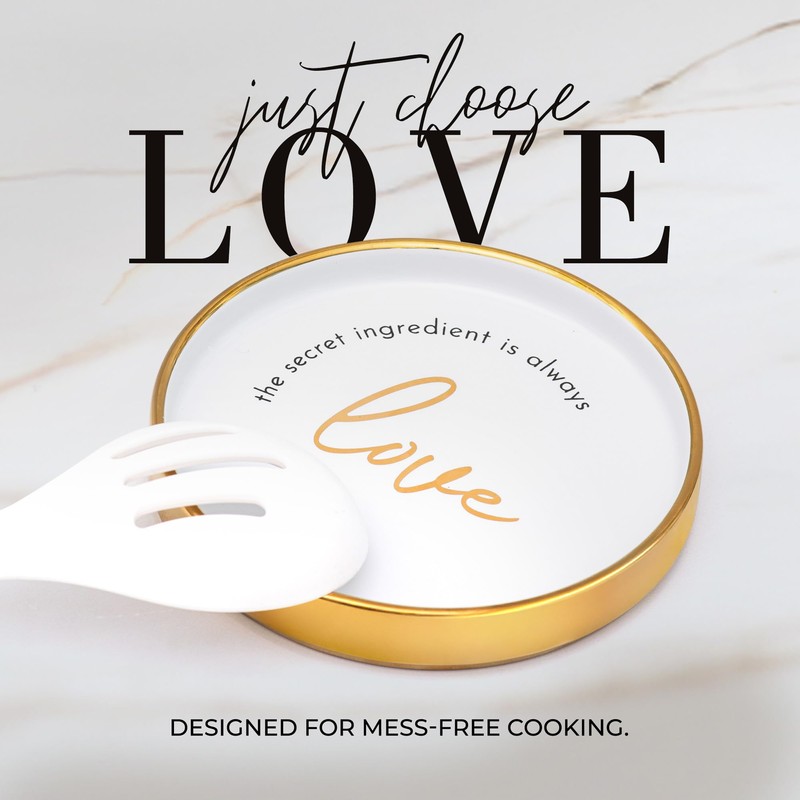 8 Piece White and Gold Kitchen Utensils – White Silicone