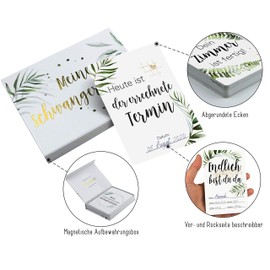 45 Pregnancy Baby Milestone Cards Tropical Green Milestone Cards Gift Set + Gift Box Lovely Gift Idea for Newborn Mum to be Baby Shower