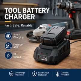 Power Tool Battery Charger for 18V 21V Tools – Compact Pin Charger for Drills Wrenches Grinders