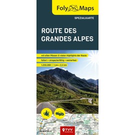 FolyMaps Route des Grandes Alpes Spezialkarte: 1:250 000 | foliert | wetterfest | reißfest