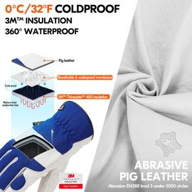 Vgo... -20℃/-4°F COLDPROOF,Winter Work Gloves,Mechanics Gloves,Impact Gloves,Anti-Vibration Gloves,Heavy Duty(L,Blue,GA7693FW), Large