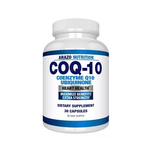 Arazo Nutrition Coq10 Coenzima Q10-200 Mg 30 Capsulas, Antioxidante De Alta Potencia Que Ayuda A Mantener La Salud Del Corazón, La Coq10 Rellena Los Niveles De Antioxidantes Que Puedan Estar Agotados