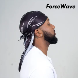 4 piezas sedosas Durags para hombres 360 ondas, diseño de trapo, premio 1 gorra de onda, Negro, Medium