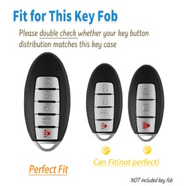 for Nissan Altima Rogue Key Fob Cover - Soft TPU Key Case Protector with Bling Keychain for Armada Maxima Rogue Pathfinder Versa Infiniti Smart Remote Key,5 Buttons (Black)