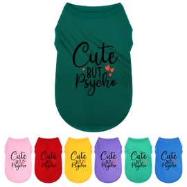 Expressive Polyester Dog Shirt Vest: Soft and Lightweight Puppy Shirt for Small and Medium Dogs, Featuring The Playful 'Cute but Psycho' Slogan Print Shirts Tank Top Blue M