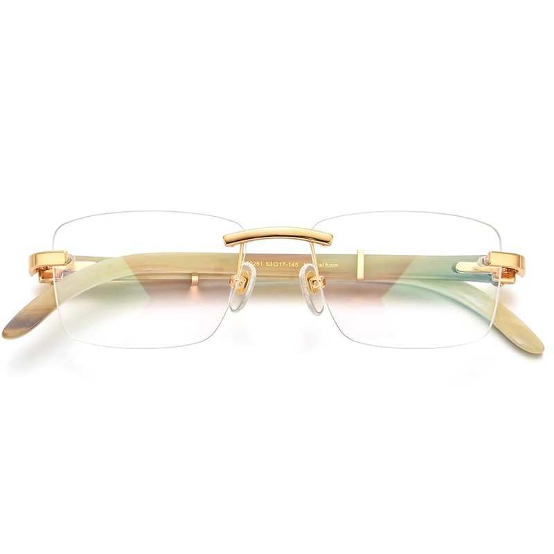 HEPIDEM 100% Really Buffalo Horn Handmade Glasses Frame Square Rimless