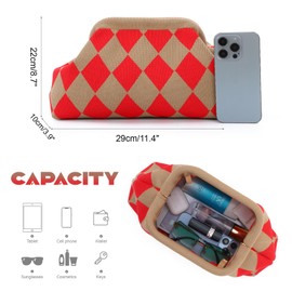 Oweisong Woven Clutch Purse for Women Summer Beach Bag Casual Colorblock Evening Handbags Vacation Bag with Chain