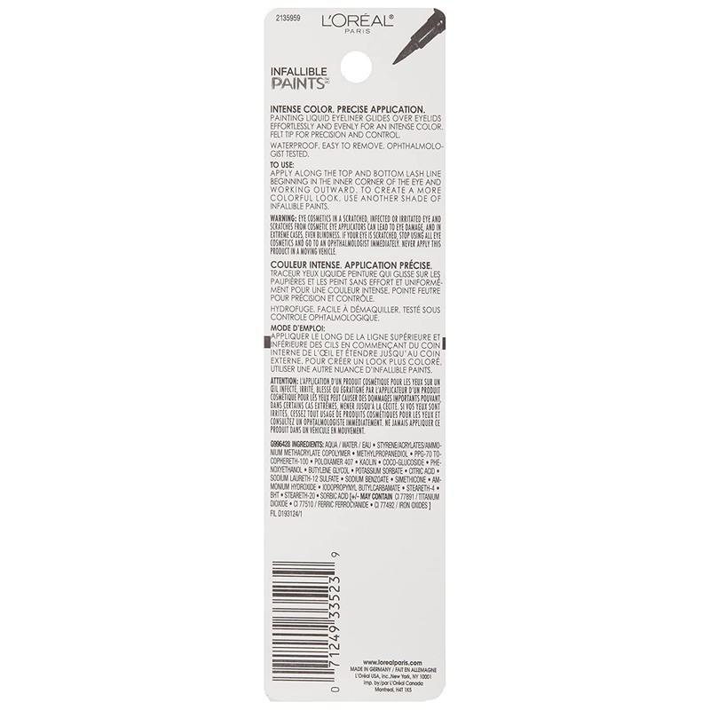 L'Oréal Paris Infallible Paints Eyeliner, White Party, 0.034 fl. oz.