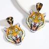 Dvacaman 2 Pairs of Acrylic Tiger Leopard Head Earrings Set