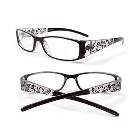 Reading Glasses Bifocal Floral Pattern Crystal Readers (3.25 Brown)