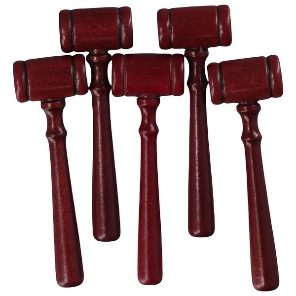 dohobby 5PCS Mini Wooden Gavel, Prop Judge Hammers Courtroom Gavel,