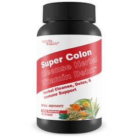 Super Colon Cleanse Herbal Vitamin Detox - Herbal Cleanse, Detox, & Immune Support - Promote Healthy Digestion & Constipation Relief with Psyllium & Magnesium Oxide - Help Reduce Stomach Bloating