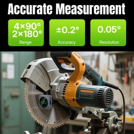 Mcbazel Professional Digital Angle Finder, 4-Side Strong Magnetic Angle Gauge, ±0.2° Accuracy, 0-90 or 0-180 Angles, Wood Working Measuring Tool, Table Saw Miter Protractor
