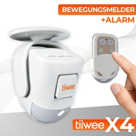 tiiwee X4 PIR Bewegungsmelder Alarm mit Fernbedienung - 120 dB - Erweiterbar - Alarmanlage Innen Sicherheitstechnik Einbruchschutz - 2 Jahre Garantie
