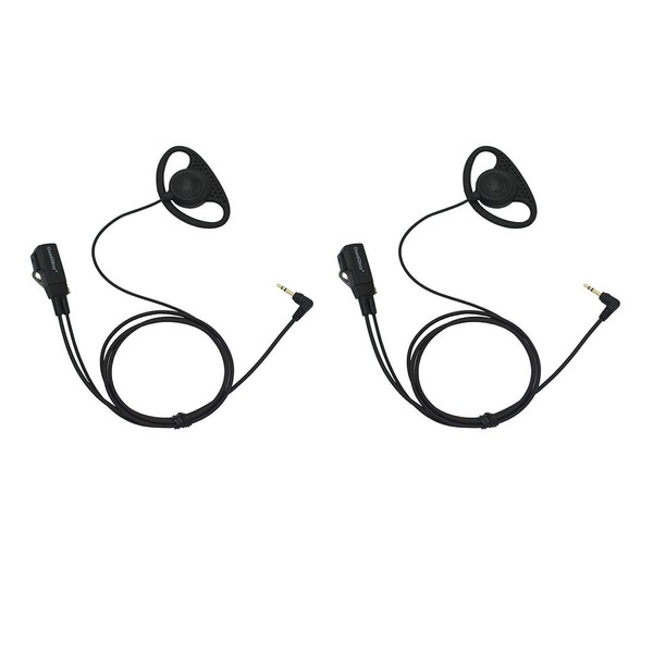 GoodQbuy D Shape Clip-Ear Headset Earpiece PTT with Mic is Compatible with Cobra Motorola Talkabout 2 Two Way Radio Walkie Talkie MH230R MT350R MS350R MT352TPR 1-pin (2 Pcs)