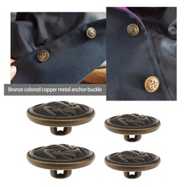 eMagTech 12pcs Metal Anchor Buttons Set Buckle in Bronze-Tone Copper Sewing Shank Buttons for DIY Craft Clothes Uniform Jacket 4Pcs 20mm, 8Pcs 15mm