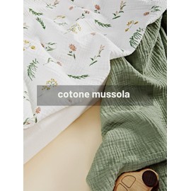 TILLYOU Mussola - Set di 2 lenzuoli con angoli elasticizzati per lettino, 60 x 120 cm, 100% cotone, motivo floreale