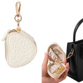 GELVTIC Jewelry Ring Holder Keychain – Portable Travel Gym Jewelry Storage Case for Rings Earrings Studs Necklace, Mini Jewelry Organizer Box Gym/Sports Jewelry Case (Jewelry Holder-White)