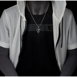 COOLSTEELANDBEYOND Triangle Snake Skull Pendant, Men Stainless Steel Necklace, Punk Rock, 30 inches Wheat Chain