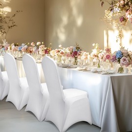 DREAMANIA Banquet Chair Covers - 30PCS Upgraded Stretch Dining Chair Covers - Protector for Wedding Holidays Banquet Party Celebration Event Hotel(White)