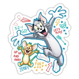 Spreadshirt Tom and Jerry Play Time Sticker, 10 x 10 cm, white matte