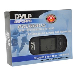 Smart Step Counter Digital Pedometer - Walking Running Sport Step Tracker w/ 3D Sensor, LCD Screen, USB, Lanyard Strap, Battery -Accurate Distance, Calorie Burned, Exercise Time - Pyle PCLRMU2.5,Black