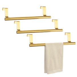 RETON Pack of 3 Kitchen Towel Racks, 23 cm Tea Towel Holder, No Drilling, Stainless Steel Tea Towel Holder with Non-Slip Pads, No Drilling, (Gold)