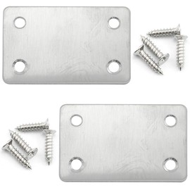 heyous 10pcs Stainless Steel Straight Support Shelf Bracket Flat Corner Brace Brackets Mending Plates Repair Fixing Joining 60 x 38mm with Mounting Screws
