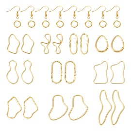 Crafans Golden Hoops Earring Oval & Teardrop Dangle Earring Chic French Earring Irregular Geometry Earring Hollow Earring Sets for DIY Women Girls Earring