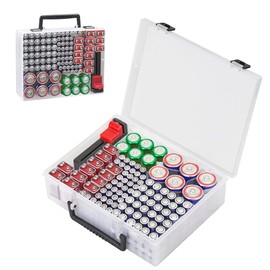 RISOU Battery Organizer Storage Case,Stores More Than 95 Batteries - Battery Storage Box for AA AAA 9V C D Lithium 3vLR44 CR2016 CR1632 CR2032 CR2025 (CASE ONLY) (Transparent)