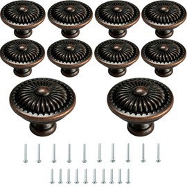 Yummy love 10 Pack Zinc Alloy Cabinet Handles Single Hole Antique Brass knobs Kitchen Drawer Handles for Cupboard Closet Door Wardrobe (Copper Color)