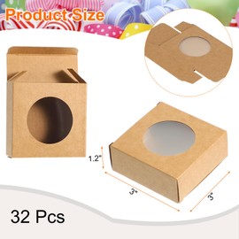 sourcing map 32Pcs Soap Packaging Boxes 3x3x1.2 Inch Kraft Soap Box Mini Soap Present Treat Gift Box for Bakery Candy Packaging Jewelry Display (Brown)