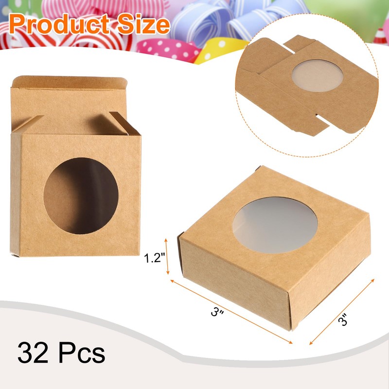 sourcing map 32Pcs Soap Packaging Boxes 3x3x1.2 Inch Kraft Soap