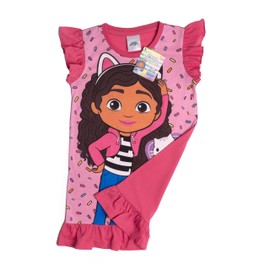 Girls Gabby’s Dollhouse Nightdress Frilly Pink Nightie Pyjamas PJs Nightwear 5-6 Years