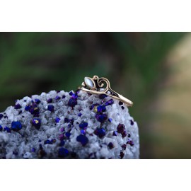 Windalf Nathaira Women's Narrow Ring 6 mm Elves Mother of Pearl & Life Spiral Bronze, Fabric jewellery bag, Mother of Pearl