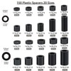 VEPEPE 150 Pcs Plastic Spacers Black, 20 Size Round Non-Threaded