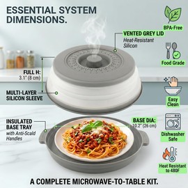 Microwave Cover for Food, 2-in-1 Microwave Splatter Cover with Anti-Scald Base Plate, Collapsible Microwave Food Cover for Reheating & Meal Prep, Magnetic Microwave Splatter Cover Alternative