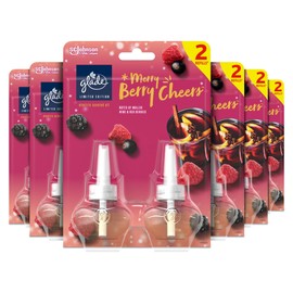 Glade Plug in Air Freshener Refill, Electric Scented Oil Room Air Freshener, Merry Berry Cheers, Pack of 6 Duos (12 x 20ml)