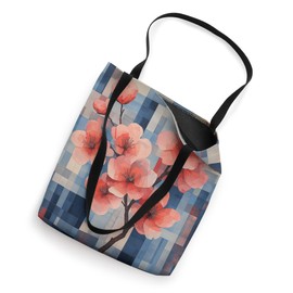 Spring Blossom Geometric Checkered Tote Bag