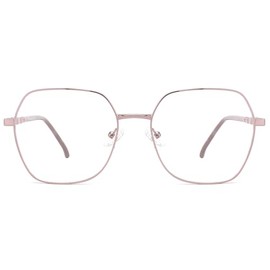 VF0291 Bergen Angular PC Optical Frame for Women Lightweight Geometric Eyewear with Dual-Tone Finish, 2+1 Hinges & CP Arms (Pink)