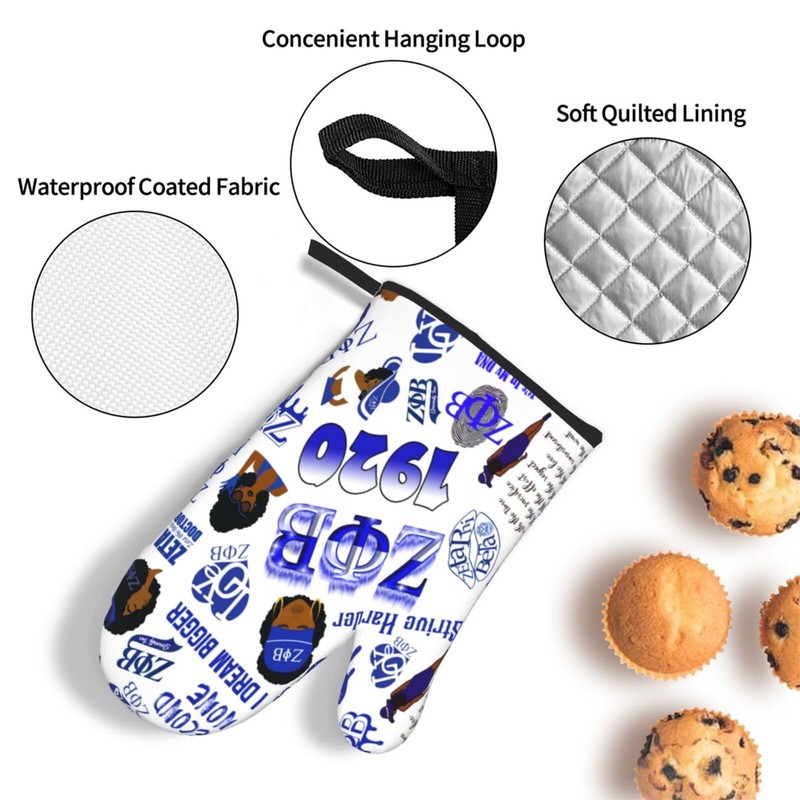 Sorority Paraphernalia Zeta Oven Mitts - 3-Piece Kitchen Accessory Set,