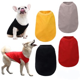 TVMALL 4-Pack Dog T Shirts Pet Blank Clothes Summer Cotton Vest Breathable Soft Basic Clothes Plain Dog Sweatshirt Apparel for Medium Large Boy Girl Dogs, 3XL