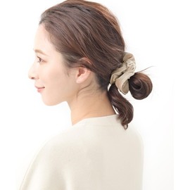Vingtaine HS-101-LBE- Scrunchie Velour Elegant Hair Accessories, Simple, Office, Piping, Hair Access, Autumn & Winter, Ladies, Adult, Cute, Stylish, Present