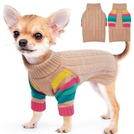 MHaustlie Small Dog Jumper, Warm Dog Sweater for Cold Weather, Knitwear with Turtleneck, Thick Warm Jumper, Dog Sweater for Chihuahua, Bulldog, Dachshund, Pug, Yorkie (Light Pink, S)