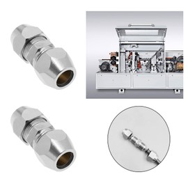 VGOL 2 x 8 mm Double Sleeve Pipe Fitting Straight Compression Fitting Adapter Nickel-Plated Copper Air Conditioning Pipe Coupling Adapter