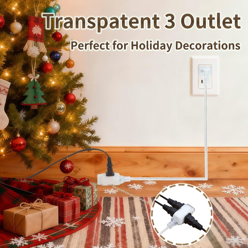 PEESIN 6 FT Clear Extension Cord with Foot Switch, 3-Outlet