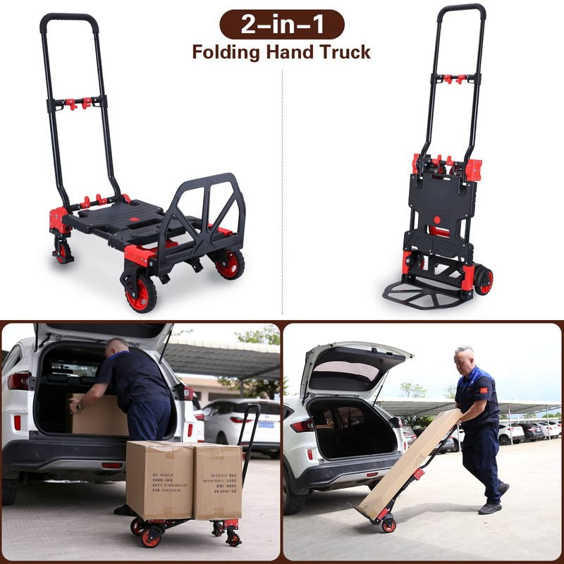 2-in-1 Folding Hand Truck Dolly 330LB Load Carrying,Hand Truck Foldable